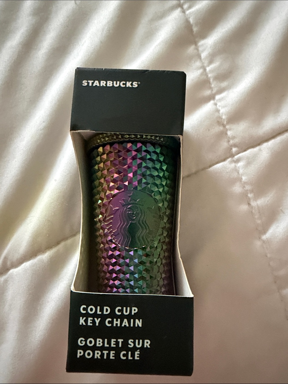 Starbucks Iridescent oil slickStudded Cold Cup Key Chain - Purple Green Gold